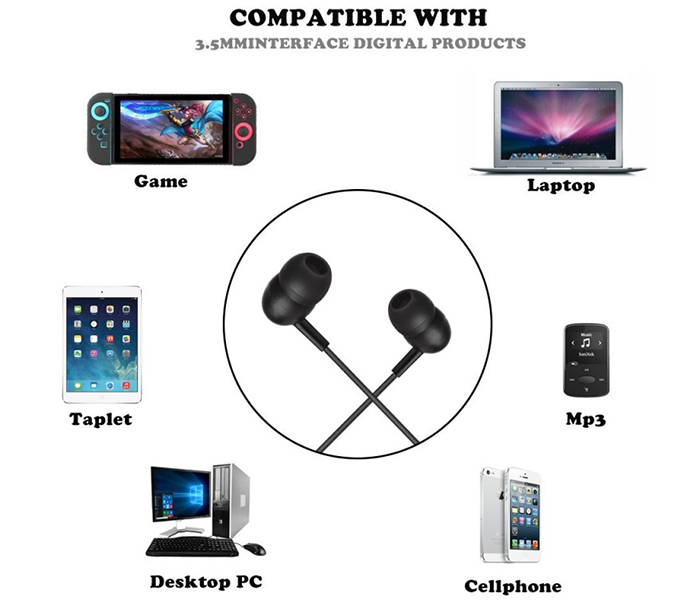 iends IE-HS565 In-Ear Wired 3.5mm Earphone with Mic - Black - Zoom Image 4