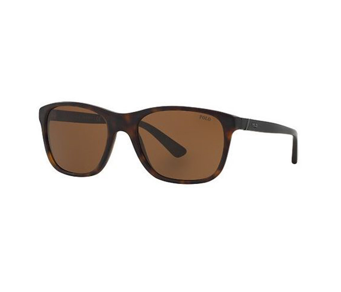 Polo Ralph Lauren PH4085 518273 Rectangle Matt Dark Havana Frame & Brown Mirrored Sunglasses for Men - Zoom Image