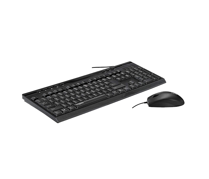 Rapoo NX1710 Combo Wired Optical Mouse & Keyboard - Arabic, Black 17719 - Zoom Image 3