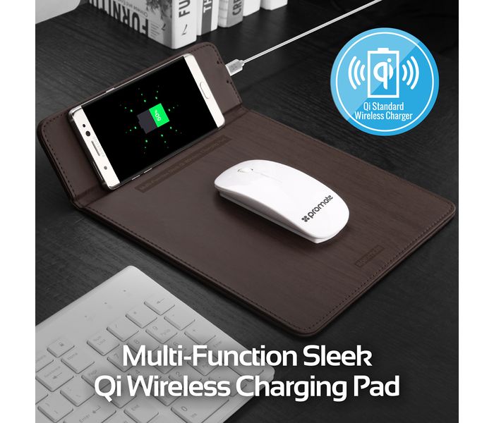 Promate Aurapad-2 3 in 1 Wireless Charger Mouse Pad with Phone Stand - Brown - Zoom Image 4