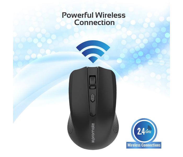 Promate Clix-8 2.4GHz Wireless Ergonomic Optical Mouse, Black - Zoom Image 2