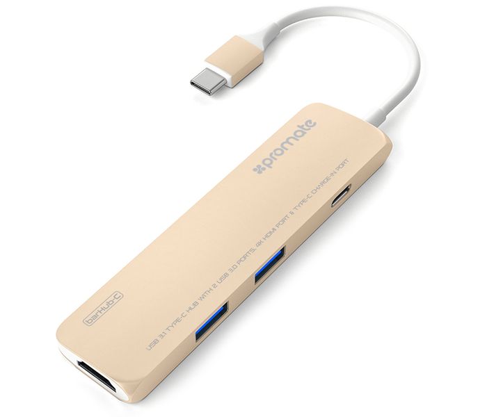 Promate Barhub-C USB Type-C Hub, Gold - Zoom Image 7