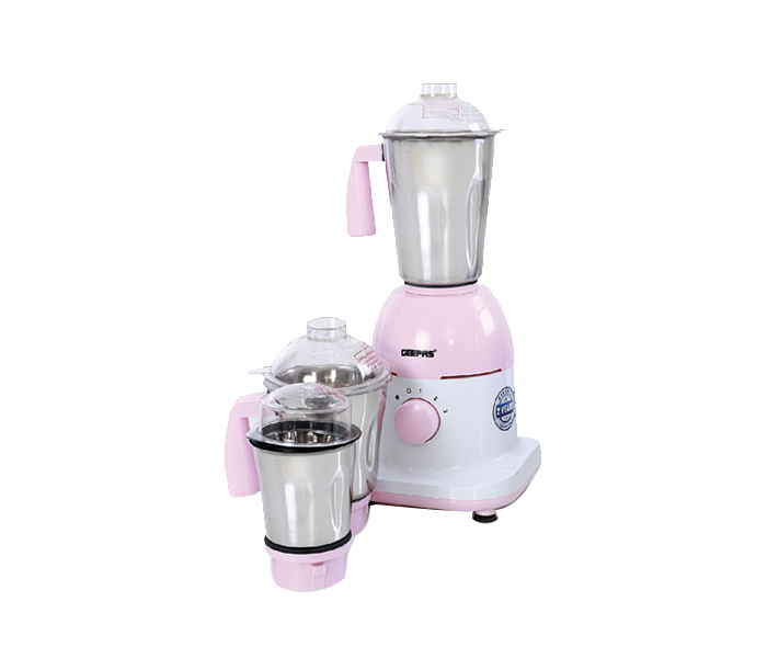 Geepas GSB6151 3-in-1 Mixer Grinder - White & Pink - Zoom Image