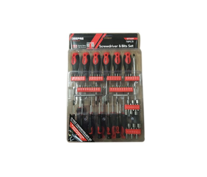 Geepas GT7659 76 Pcs Screwdriver Set Black and Red Blocked - Zoom Image