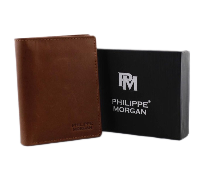 Philippe Morgan PM010 Men Leather Bifold Wallet Brown - Zoom Image 1