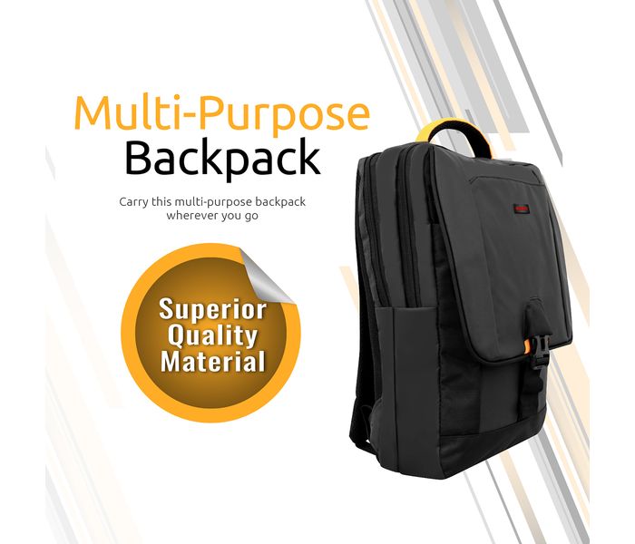 Promate Commute-BP 15.4 inch Superior Quality Multi-Functional Laptop Backpack with Water-Resistant, Black - Zoom Image 1