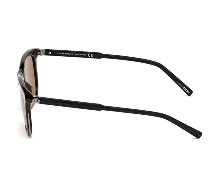 Mont Blanc MB 607S 52J Square Dark Havana & Black Frame and Brown Mirrored Sunglasses for Unisex - Zoom Image 1