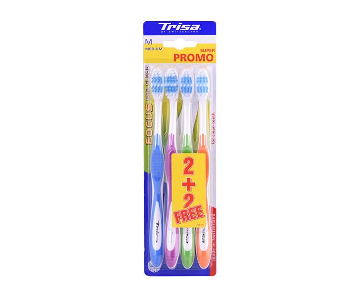 Trisa Focus Pro Clean Medium Toothbrush - 2+2 Pack - Zoom Image