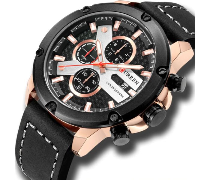 Curren 8308 Fashion Quartz Watch For Men Black and Rose Gold - Zoom Image 1