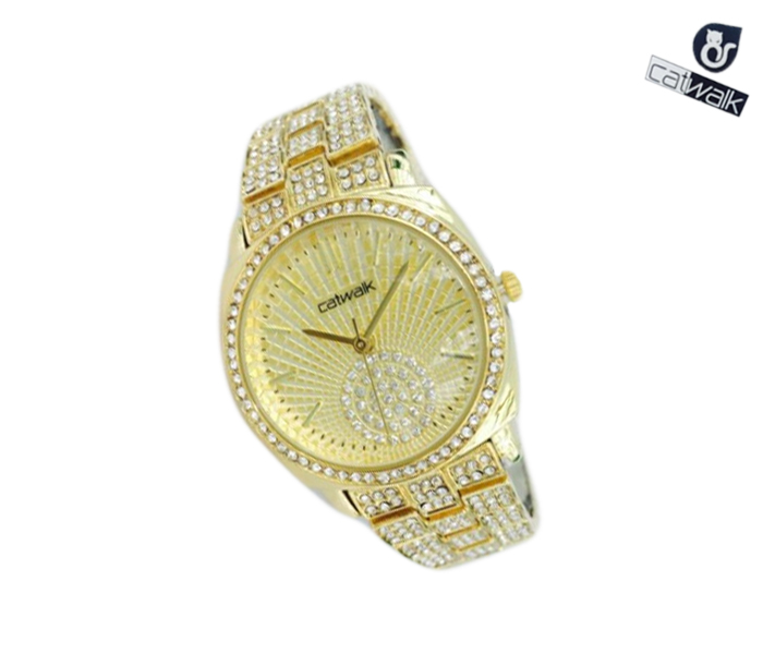 Catwalk CW-987 Genuine quality Fashionable Cz Watch For Women Gold - Zoom Image