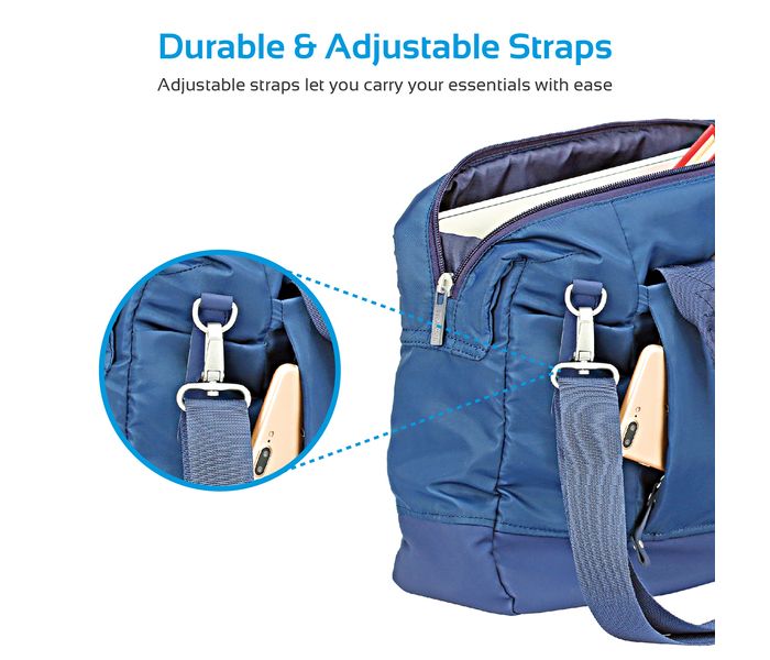 Promate Router-MB 15.6 inch High-Quality Professional Messenger Bag with Adjustable Soft Padded Strap, Blue - Zoom Image 3