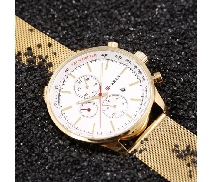 Curren 8227 Business Decorative Sub Dial Quartz Watch For Men Gold and White - Zoom Image 2