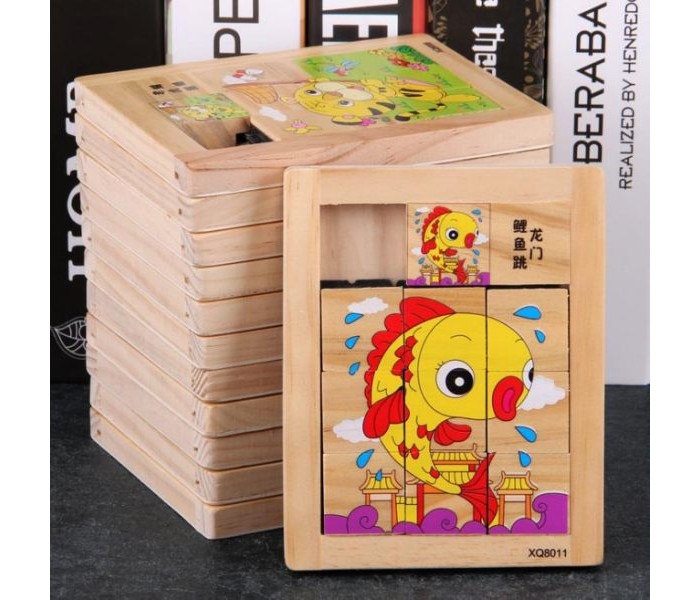 Taqdeer 204-006 Jiugongge Cartoon Wooden Sliding Puzzle Board Multicolor - Zoom Image 2