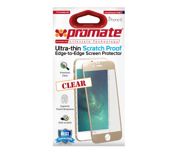 Promate RimShield-iP6 Ultra Thin Scratch Proof Edge Screen Protector, Gold - Zoom Image 4