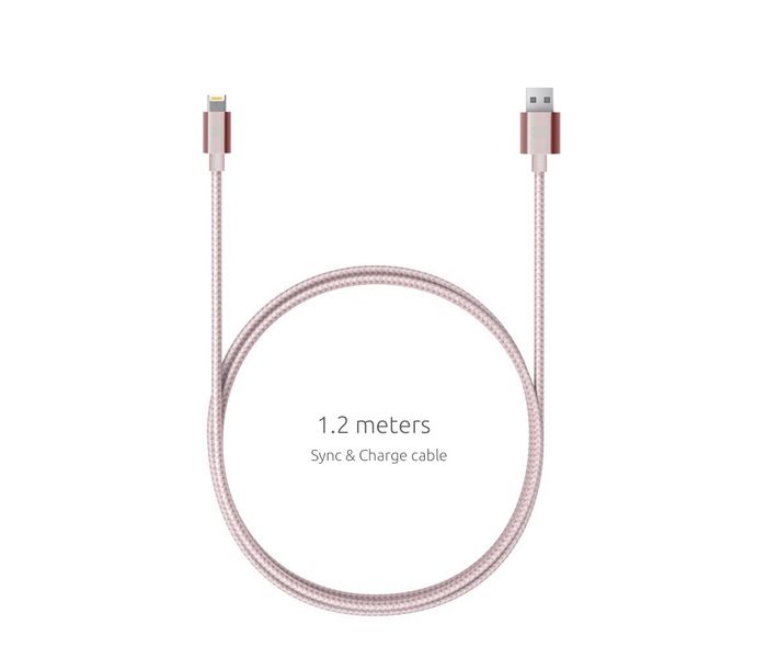 Promate Linkmate-MUL 2 in 1 Heavy Duty Fabric Sync Charge Cable - Rose - Zoom Image 1