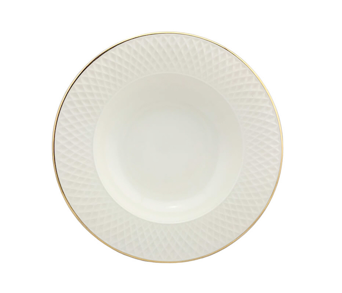 Qualitier QA-IP-3302 21 CM Gold Border Dessert Plate - White - Zoom Image