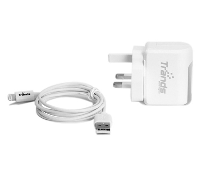 Trands TR-PC4357 Single Port Wall Charger with MFi Certified Lightning Cable - White - Zoom Image 2