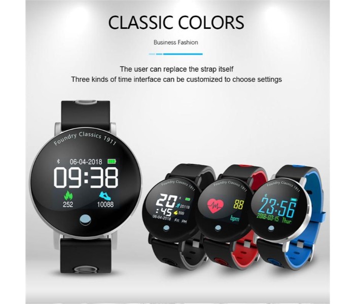 Waterproof IP68 OLED Round Colour Display Bluetooth Smart Watch with Blood Pressure Heart Rate Monitor Fitness Band Touch Screen Sports Wristband Pedometer Watch Q8 Multicolor - Zoom Image 2