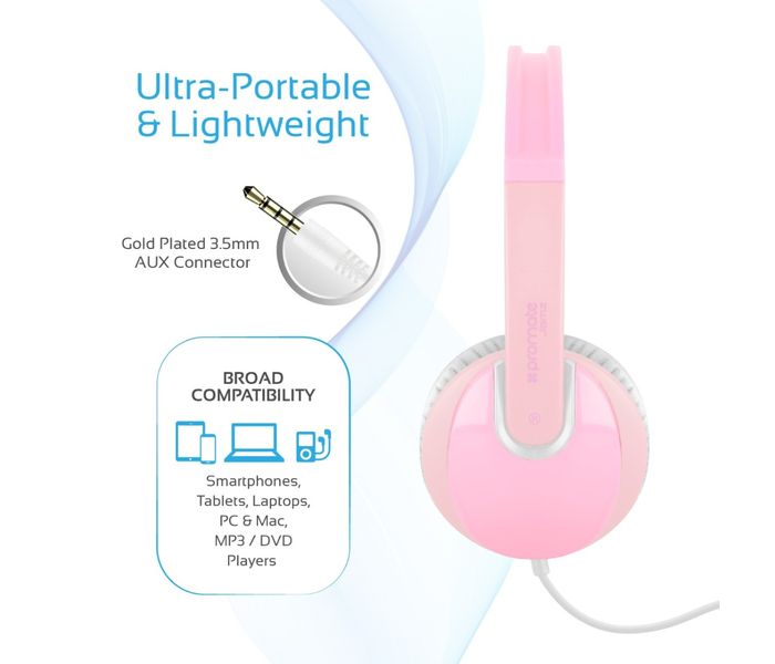 Promate Jamz Kiddie Over-The-Ear Wired Stereo Headset with HD Sound, Pink - Zoom Image 3