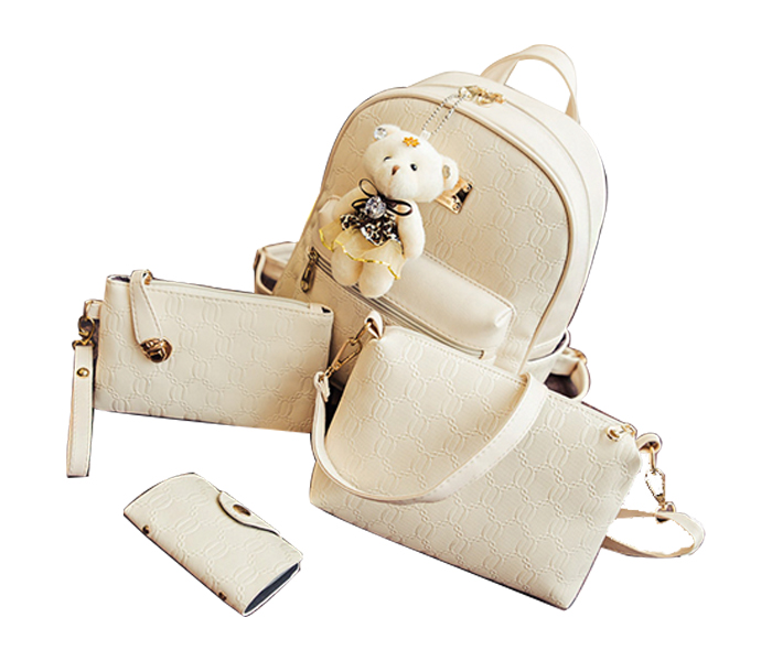 ELLEN Cute Bear Elegant Bag 4 Pcs Set - Beige - Zoom Image