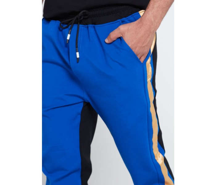 Petro OU10123 Mens Stripped Solid Skin Fit Joggers M -Blue - Zoom Image 5