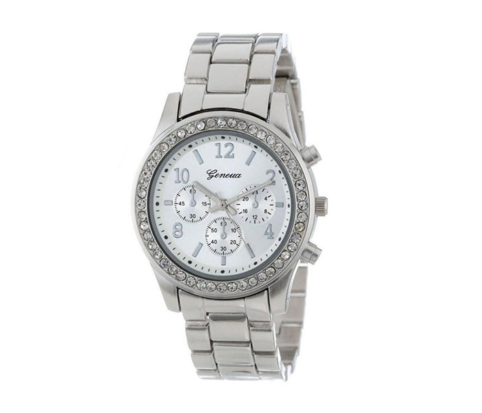 Geneva Classic Round Analog Watch For Women - Silver - Zoom Image