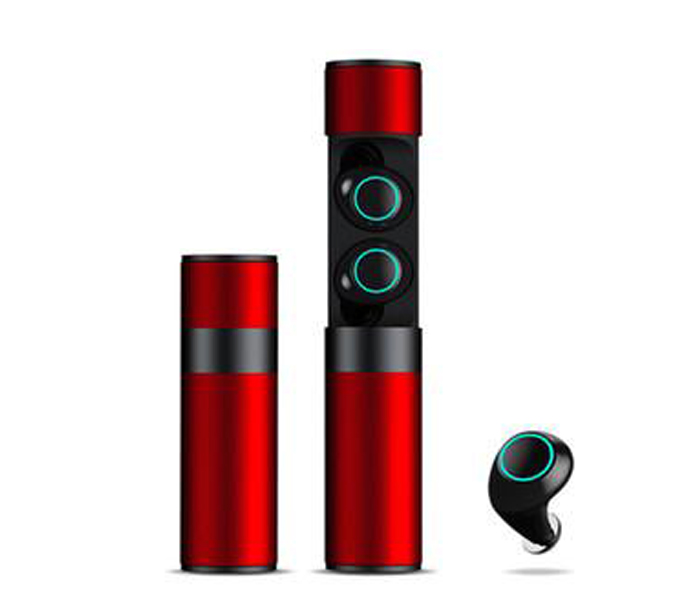 S2 Fashionable Wireless Bluetooth Mini Double Side Earphone - Red - Zoom Image