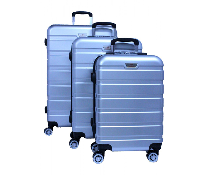 Platinum RA8728 4 Wheels Unbreakable Hard Travel Trolley Bag Set of 3 Pieces - Silver - Zoom Image