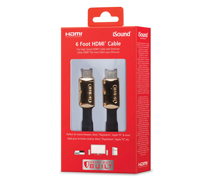 I Sound 6815 6ft Flat HDMI Cable - Black - Zoom Image 1