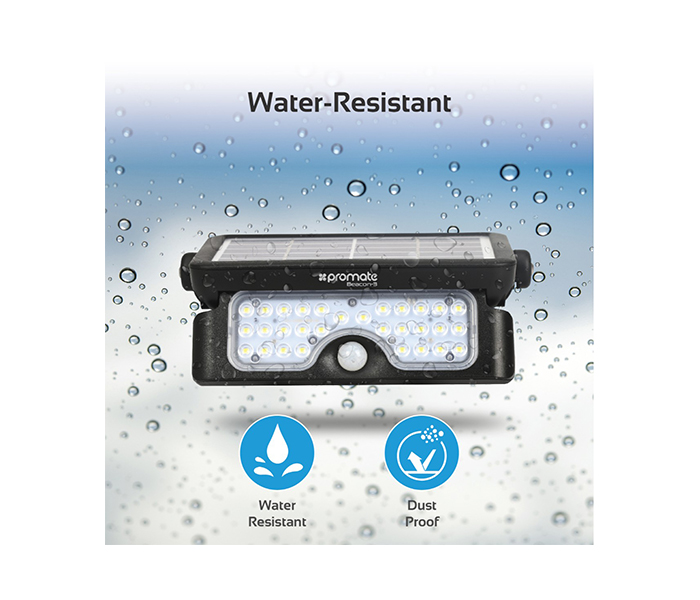 Promate BEACON-3 Multi-Function IP65 Water Resistant Ultra-Bright Solar Light - Black - Zoom Image 6