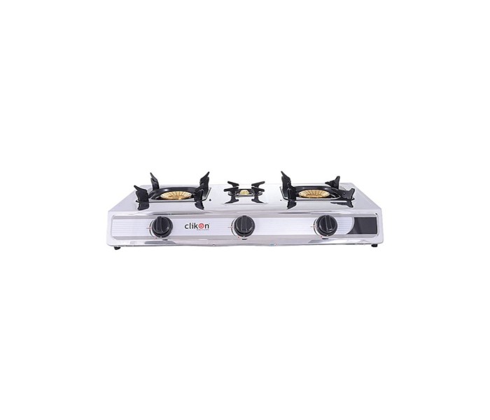 Clikon CK4253-N Triple Burner Stainless Steel Gas Stove Silver and Black - Zoom Image 1