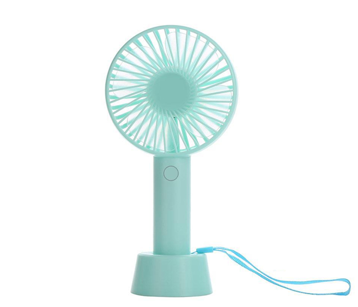  Zooni Rechargeable USB Mini Desktop Fan With Lanyard - Blue - Zoom Image