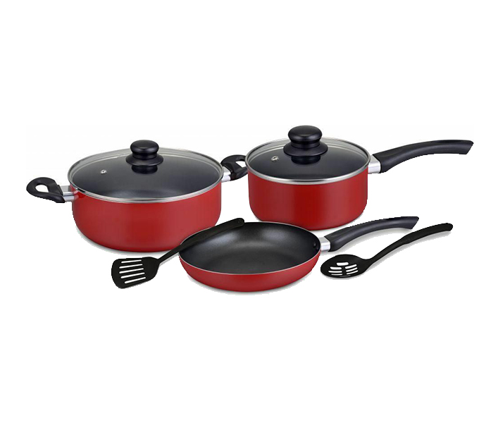 Royalford RF8248 7 Pieces Caliber Non-Stick Cookware Set - Red - Zoom Image 2