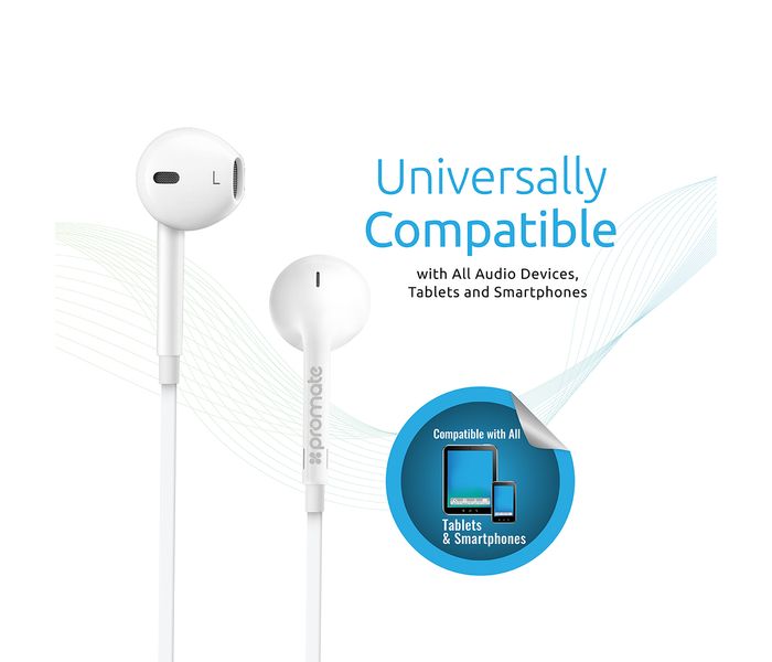 Promate Gearpod-IM Single Earphone Mono Headset with Microphone, White - Zoom Image 5