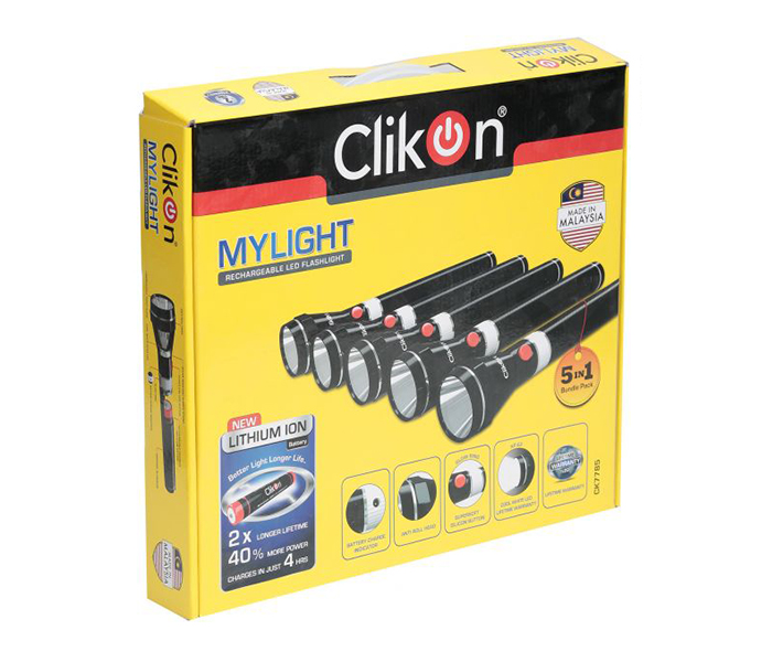 Clikon CK7785 5 In 1 Rechargeable LED Flash Light - Black - Zoom Image 3