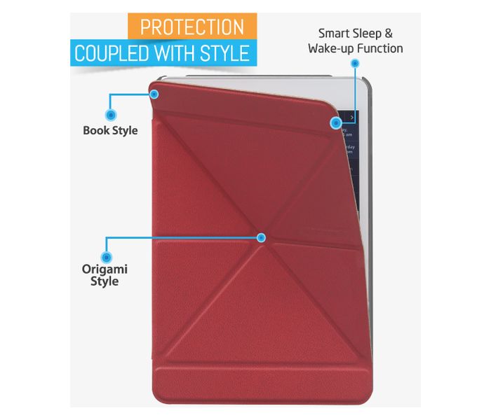 Promate Origami-Mini4 Premium Folio Case with Unique Origami Folding Stand for iPad mini 4 - Red - Zoom Image 2