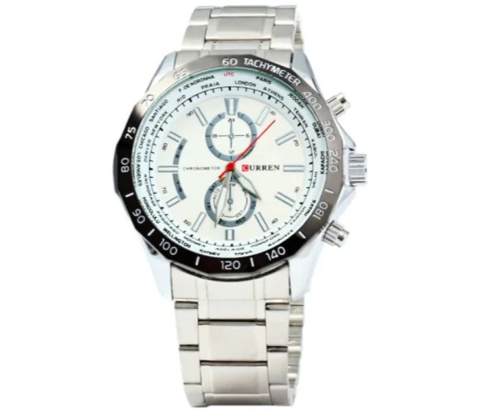 Curren 8186 Stainless Steel Analog Watch For Men White And Silver - Zoom Image 3