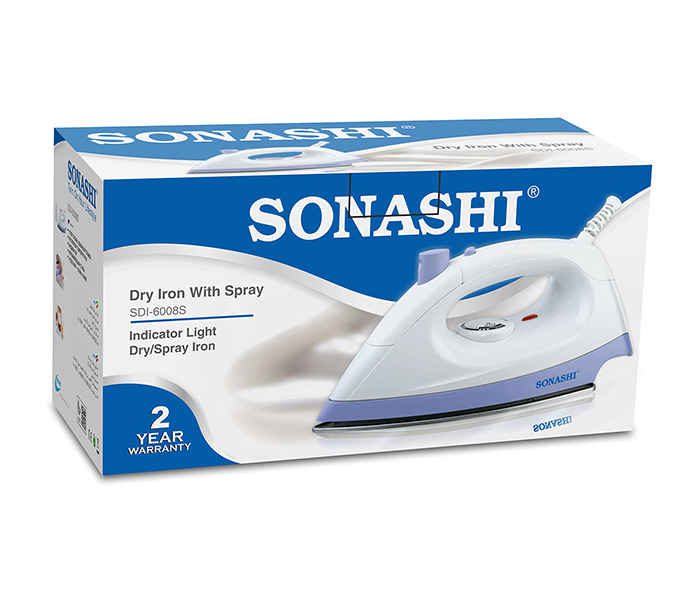 Sonashi SDI-6008S 1000W Dry Iron with Stainless Steel Soleplate - Blue & White - Zoom Image 3