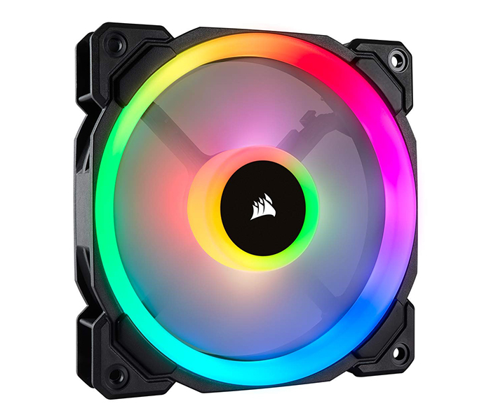 Corsair CO-9050072-WW LL120 RGB 120mm Dual Light Loop RGB LED PWM Fan with Lighting Node Pro - Pack of 3, Black - Zoom Image 1