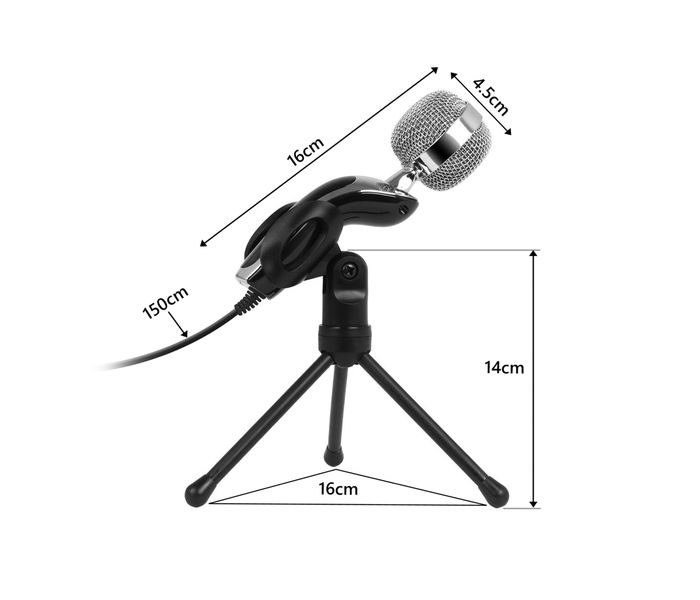 Promate Tweeter-7 3.5mm Professional Condenser Sound Podcast Studio Microphone with Rotational Stand, Black - Zoom Image 3