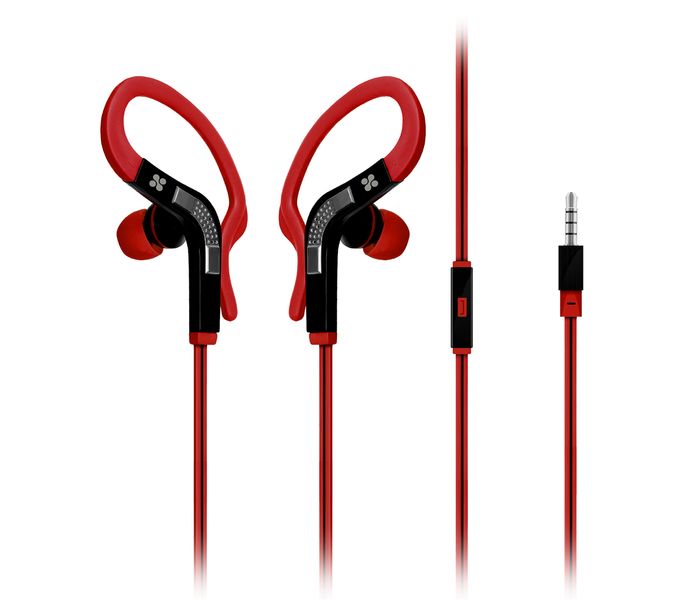 Promate Snazzy Premium In Ear Noise Isolating Sweatproof Earhook Earphone with Copper Cable, Red - Zoom Image 6