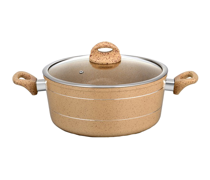 Royalford RF9469 26cm Marble Smart Casserole with Glass Lid - Beige - Zoom Image