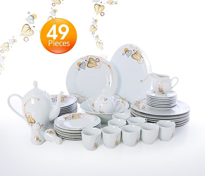  Royalford RF6017 Porcelain Ware Dinner Set Round - 49 Pieces - Zoom Image 2