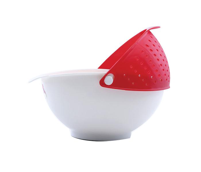 Royalford RF7175 Plastic Bowl with Skimmer - Red & White - Zoom Image 2