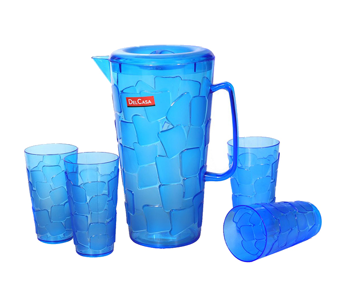 Delcasa DC1231 Water Jug with Cups - 3L, Blue - Zoom Image