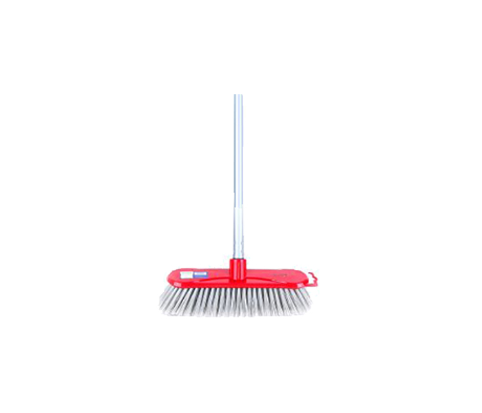 Royalford RF8831 One Click Series Floor Broom with Stick - Silver & Red - Zoom Image 1