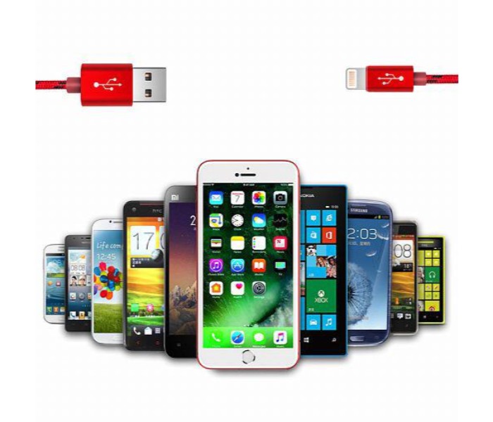 Fast Charging 2.4A Nylon Braid 1 M Lightning USB Cable ZE859 Assorted - Zoom Image 3