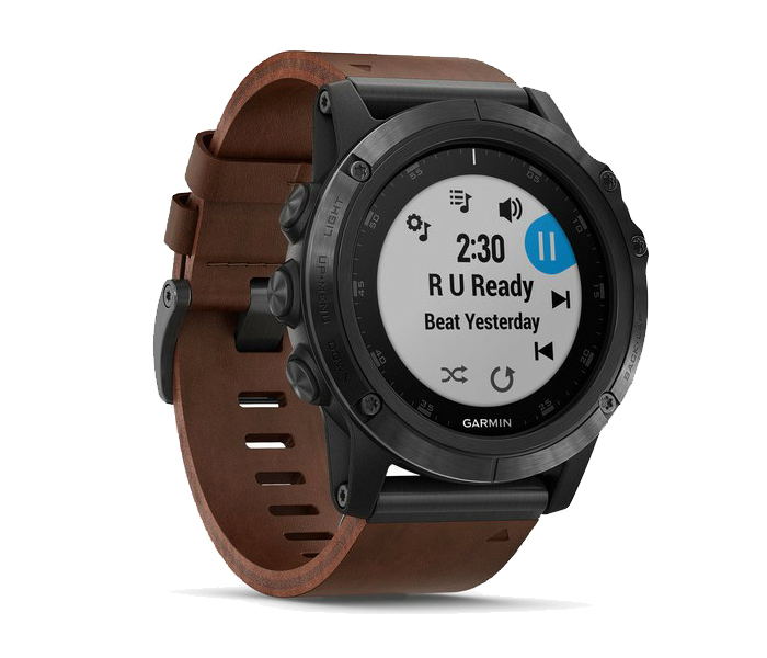 Garmin 010-01989-03 Fenix 5X Plus Smartwatch - Sapphire Slate Gray with Brown Leather Band - Zoom Image 1