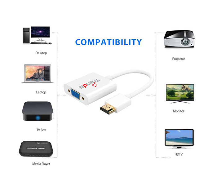 Trands TR-CA5256 HDMI to VGA M/F Adapter - White - Zoom Image 2