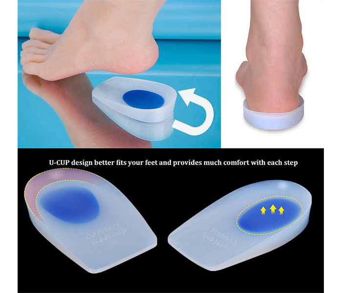 Footrite MN7051 2 Pair Advanced Silicone Gel Heel Cushion Medium - Blue & Clear - Zoom Image 2